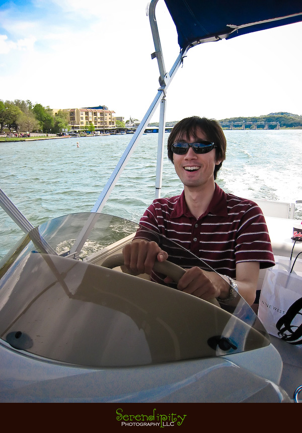 pontoon boating on lake austin