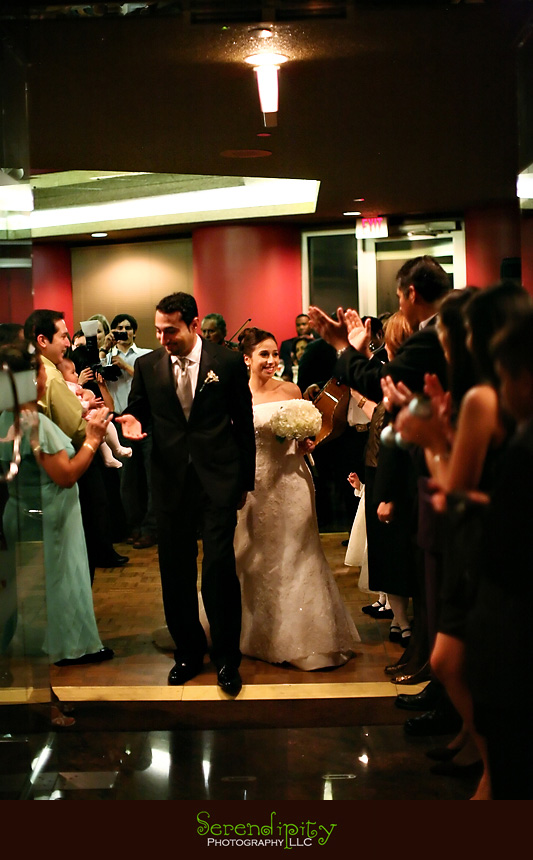 saint anne catholic church, the 43rd restaurant and lounge, bride and groom exiting