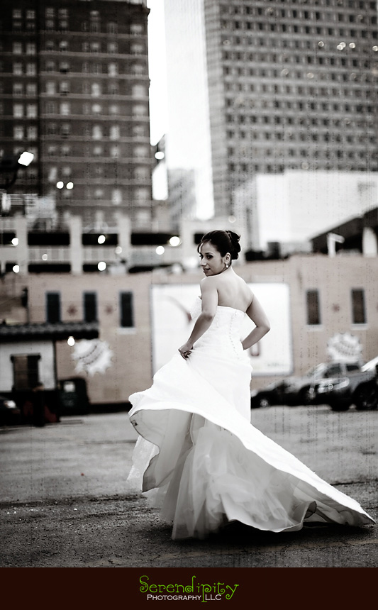 bridal portrait session, trash the dress session, houston downtown, parking lot, main, preston