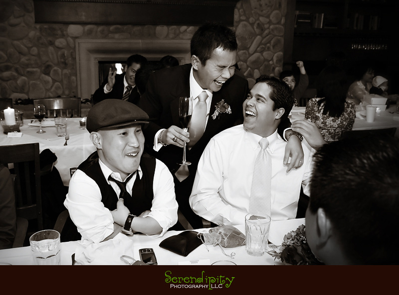 cool river, St Thomas More, groom having a good time with guests