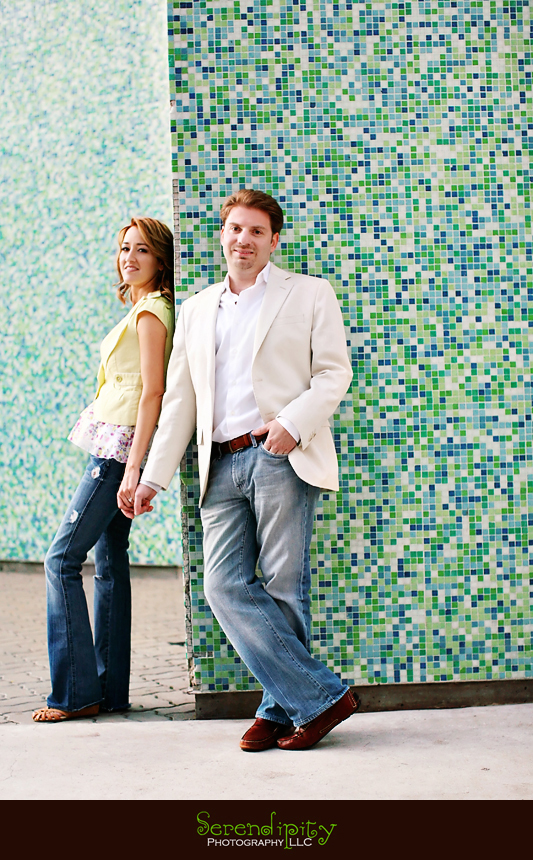 engagement session, Hermann Park, Houston Downtown,chillin' next to the mosaic wall