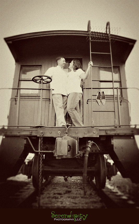  engagement session, Katy, Texas, on the caboose
