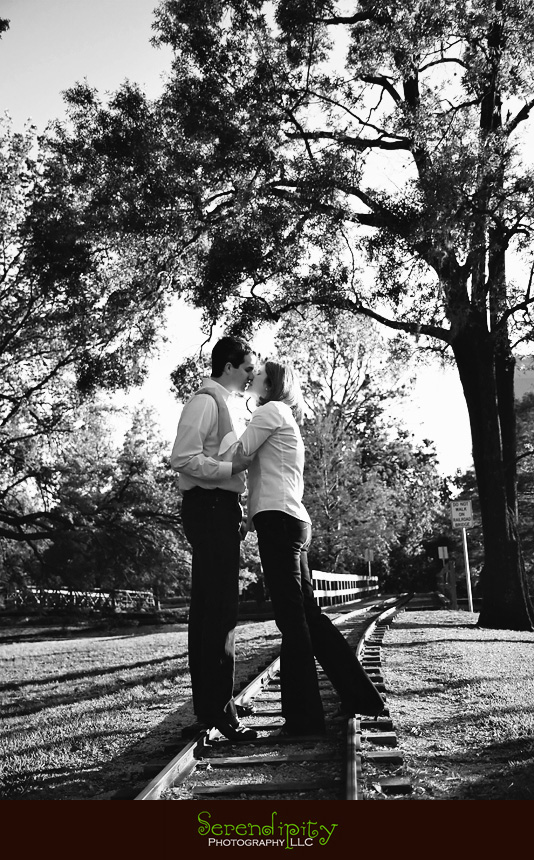 Hermann Park, rail track engagement portrait