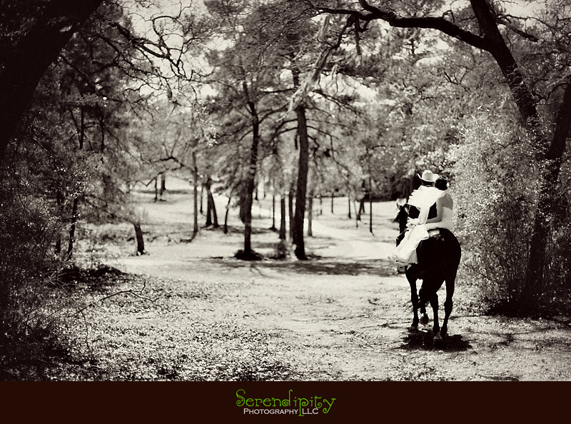 outdoor ceremony, bride on a horse