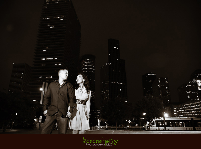 hermann park, downtown houston, engagement photography