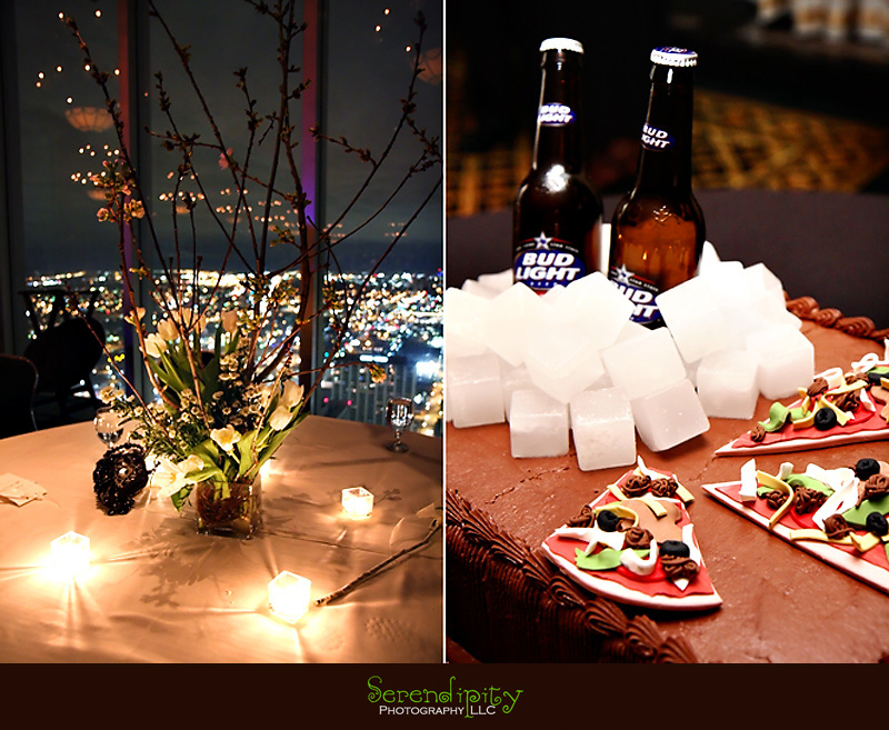 houston wedding photographer, grooms cake, centerpiece, petroleum club