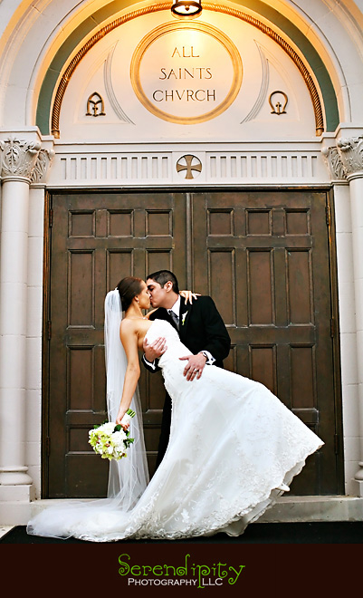 Houston wedding photographer, Hotel Derek, All Saints Catholic Church,bride and groom portrait