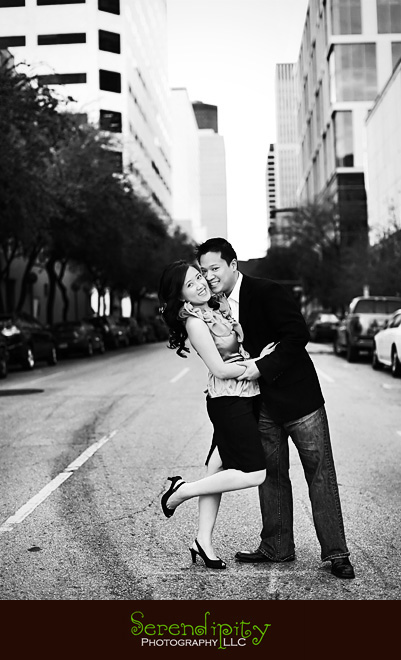 Houston Downtown Engagement Photography, Downtown Skyline
