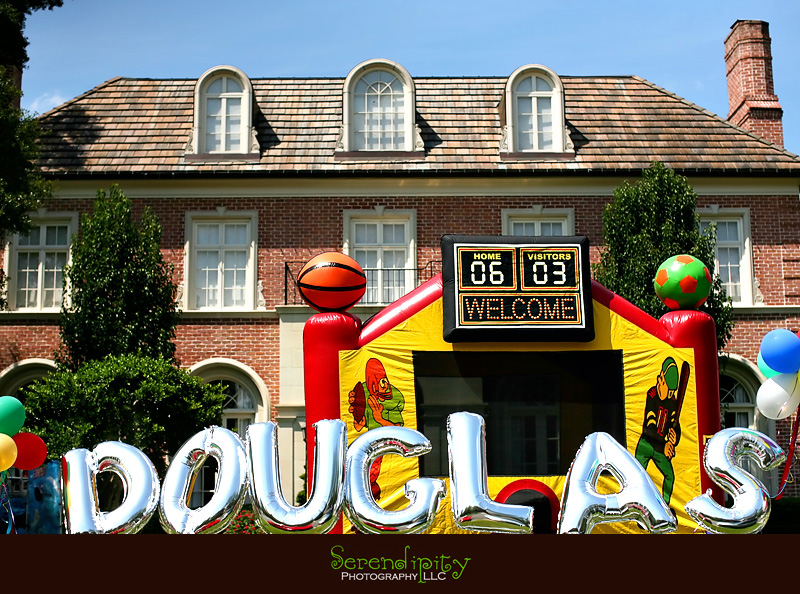 River Oaks Photography, Children Birthday Party Photography, front  of the house, alphabet ballons