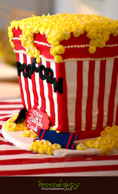 River Oaks Photography, Children Birthday Party Photography, popcorn birthday cake