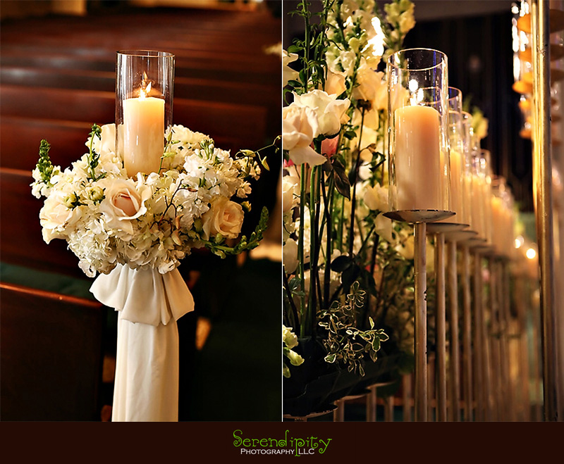 Houston wedding photographer, St Michael Catholic Church,  Houstonian Resort and Spa, ceremony flowers and decorations