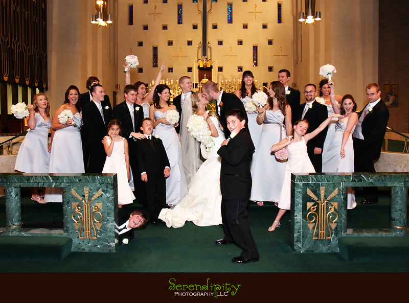 Houston wedding photographer, St Michael Catholic Church, Houstonian Resort and Spa, fun bridal party picture
