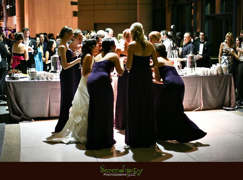 Houston wedding photographer, Holy Rosary, Houston Museum of Natural Science, girls making a circle screaming
