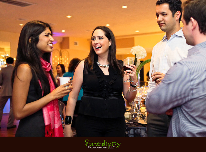 Houston wedding photographer, Villa Rinata, cecile chatting with guests