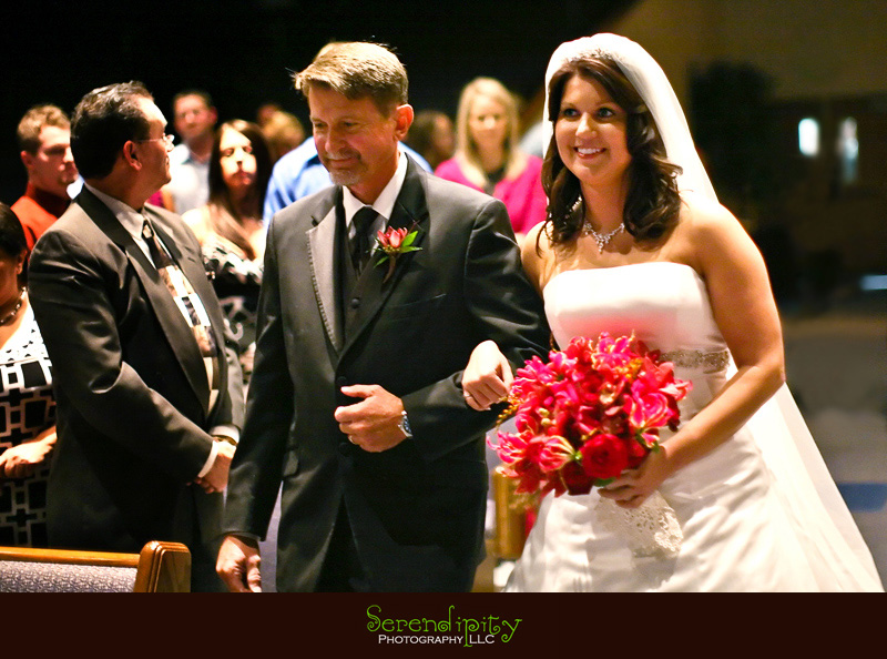 Houston wedding photographer, Pearland Church Ceremony, Private Home Reception, bride walking down the aisle