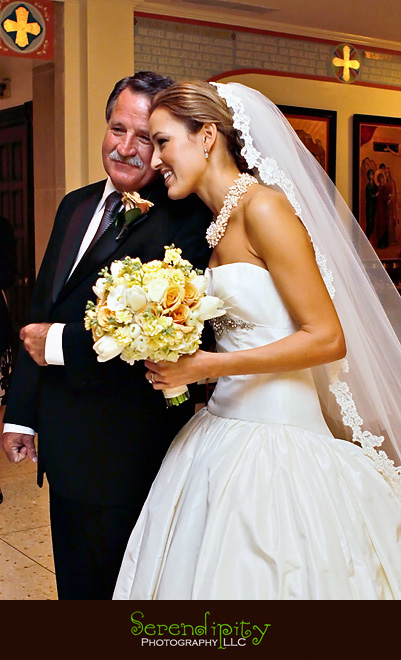 Houston wedding photographer, St George Orthodox Christian Church Ceremony, Alden Hotel Reception, moment between bride and father of the bride