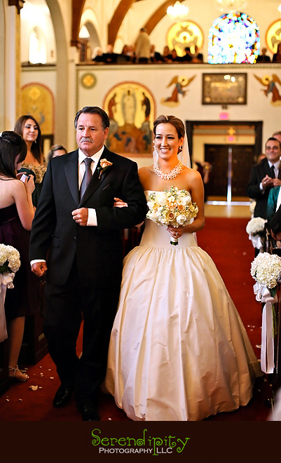 Houston wedding photographer, St George Orthodox Christian Church Ceremony, Alden Hotel Reception, walking down the aisle