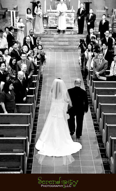 Houston wedding photographer, St. Vincent de Paul Catholic Church Houston, Houston Church Wedding Ceremony, West University Wedding Venue, West U Church for wedding, bride walking down the aisle with father
