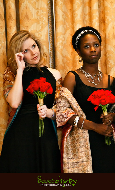 Houston Indian wedding photography, Marriott Hotel, bridesmaid getting emotional, wedding ceremony
