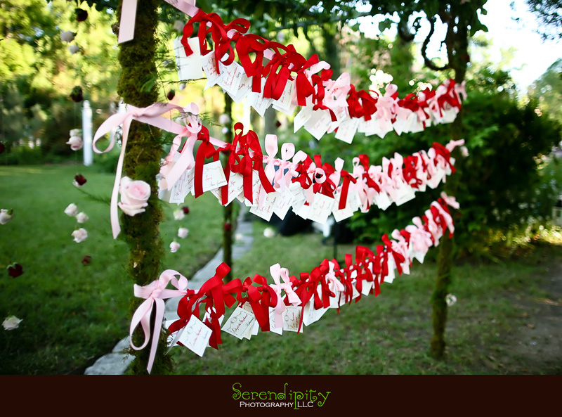 Austin wedding photography, outdoor ceremony, Barr Mansion, places cards with cute ribbons