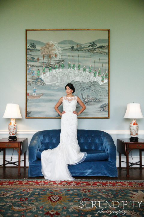 Bridal Portrait, Bridal Session at Houston Country Club, Full Length Wedding, Antiques Room